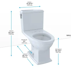 TOTO Connelly Two-Piece Elongated Dual-Max, Dual Flush 1.28 and 0.9 GPF Universal Height Toilet, Ebony, Vitreous China, CST494CEMF#51