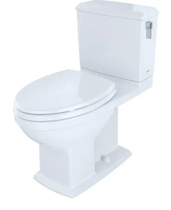 TOTO Connelly WASHLET+ Two-Piece Elongated Dual Flush 1.28 and 0.9 GPF Universal Height Toilet with CEFIONTECT and Right Hand Lever, Cotton White, Vitreous China, MS494124CEMFRG#01