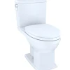 TOTO Connelly WASHLET+ Two-Piece Elongated Dual Flush 1.28 and 0.9 GPF Universal Height Toilet with CEFIONTECT, Cotton White, Vitreous China, MS494124CEMFG#01