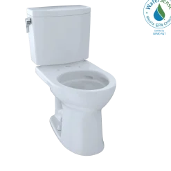 TOTO Drake II 1G Two-Piece Round 1.0 GPF Universal Height Toilet with CEFIONTECT, Cotton White, Vitreous China, CST453CUFG#01