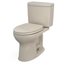 TOTO Drake II 1G Two-Piece Elongated 1.0 GPF Universal Height Toilet with CEFIONTECT and SS124 SoftClose Seat, WASHLET+ Ready, Bone, Vitreous China|Plastic, MS454124CUFG#03