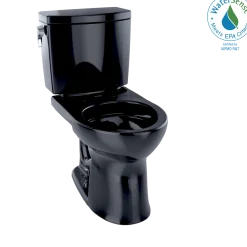 TOTO Drake II 1G Two-Piece Round 1.0 GPF Universal Height Toilet, Ebony, Vitreous China, CST453CUF#51