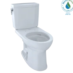 TOTO Drake II 1G Two-Piece Elongated 1.0 GPF Universal Height Toilet with CEFIONTECT, Cotton White, Vitreous China, CST454CUFG#01