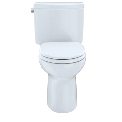 TOTO Drake II Two-Piece Round 1.28 GPF Universal Height Toilet with CEFIONTECT, Cotton White, Vitreous China, CST453CEFG#01