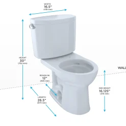 TOTO Drake II Two-Piece Round 1.28 GPF Universal Height Toilet, Ebony, Vitreous China, CST453CEF#51