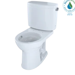 TOTO Drake II Two-Piece Round 1.28 GPF Universal Height Toilet with CEFIONTECT and Right-Hand Trip Lever, Cotton White, Vitreous China, CST453CEFRG#01