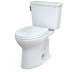 TOTO Drake Transitional Two-Piece Elongated 1.28 GPF Universal Height TORNADO FLUSH Toilet with CEFIONTECT and SoftClose Seat, WASHLET+ Ready, Cotton White, Vitreous China, MS786124CEFG#01