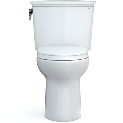 TOTO Drake Transitional Two-Piece Elongated 1.28 GPF Universal Height TORNADO FLUSH Toilet with CEFIONTECT and SoftClose Seat, WASHLET+ Ready, Cotton White, Vitreous China, MS786124CEFG#01