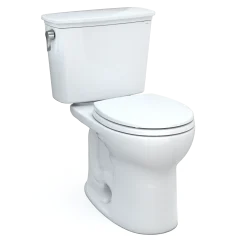 TOTO Drake Transitional Two-Piece Round 1.28 GPF Universal Height TORNADO FLUSH Toilet with CEFIONTECT, Cotton White, Vitreous China, CST785CEFG#01