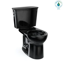 TOTO Drake Transitional Two-Piece Round 1.28 GPF Universal Height TORNADO FLUSH Toilet, Ebony, Vitreous China, CST785CEF#51
