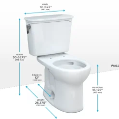 TOTO Drake Transitional Two-Piece Round 1.28 GPF Universal Height TORNADO FLUSH Toilet, Ebony, Vitreous China, CST785CEF#51