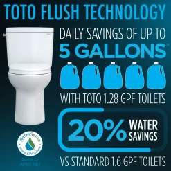 TOTO Drake Transitional Two-Piece Elongated 1.28 GPF Universal Height TORNADO FLUSH Toilet with CEFIONTECT, Bone, Vitreous China, CST786CEFG#03