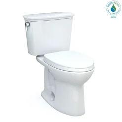 TOTO Drake Transitional Two-Piece Elongated 1.28 GPF TORNADO FLUSH Toilet with CEFIONTECT and SoftClose Seat, WASHLET+ Ready, Cotton White, Vitreous China, MS786124CEG#01
