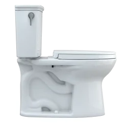 TOTO Drake Transitional Two-Piece Elongated 1.28 GPF TORNADO FLUSH Toilet with CEFIONTECT and SoftClose Seat, WASHLET+ Ready, Cotton White, Vitreous China, MS786124CEG#01