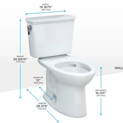 TOTO Drake Transitional Two-Piece Elongated 1.28 GPF Universal Height TORNADO FLUSH Toilet, Ebony, Vitreous China, CST786CEF#51
