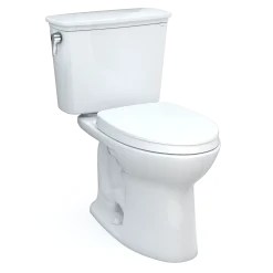 TOTO Drake Transitional Two-Piece Elongated 1.28 GPF Universal Height TORNADO FLUSH Toilet with CEFIONTECT, Cotton White, Vitreous China, CST786CEFG#01