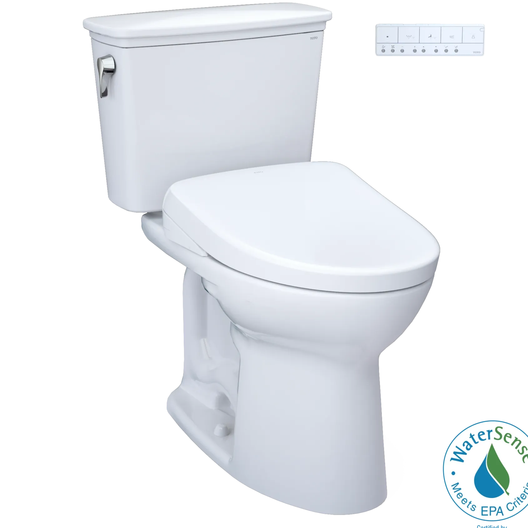 TOTO Drake Transitional WASHLET+ Two-Piece Elongated 1.28 GPF TORNADO FLUSH Toilet and S7 Bidet Seat with Auto Flush, Cotton White, Vitreous China|Plastic, MW7864726CEGA#01