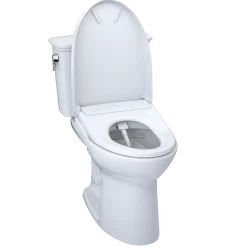 TOTO Drake Transitional WASHLET+ Two-Piece Elongated 1.28 GPF TORNADO FLUSH Toilet and S7 Bidet Seat with Auto Flush, Cotton White, Vitreous China|Plastic, MW7864726CEGA#01