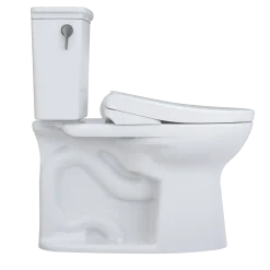TOTO Drake Transitional WASHLET+ Two-Piece Elongated 1.28 GPF TORNADO FLUSH Toilet and S7 Bidet Seat with Auto Flush, Cotton White, Vitreous China|Plastic, MW7864726CEGA#01
