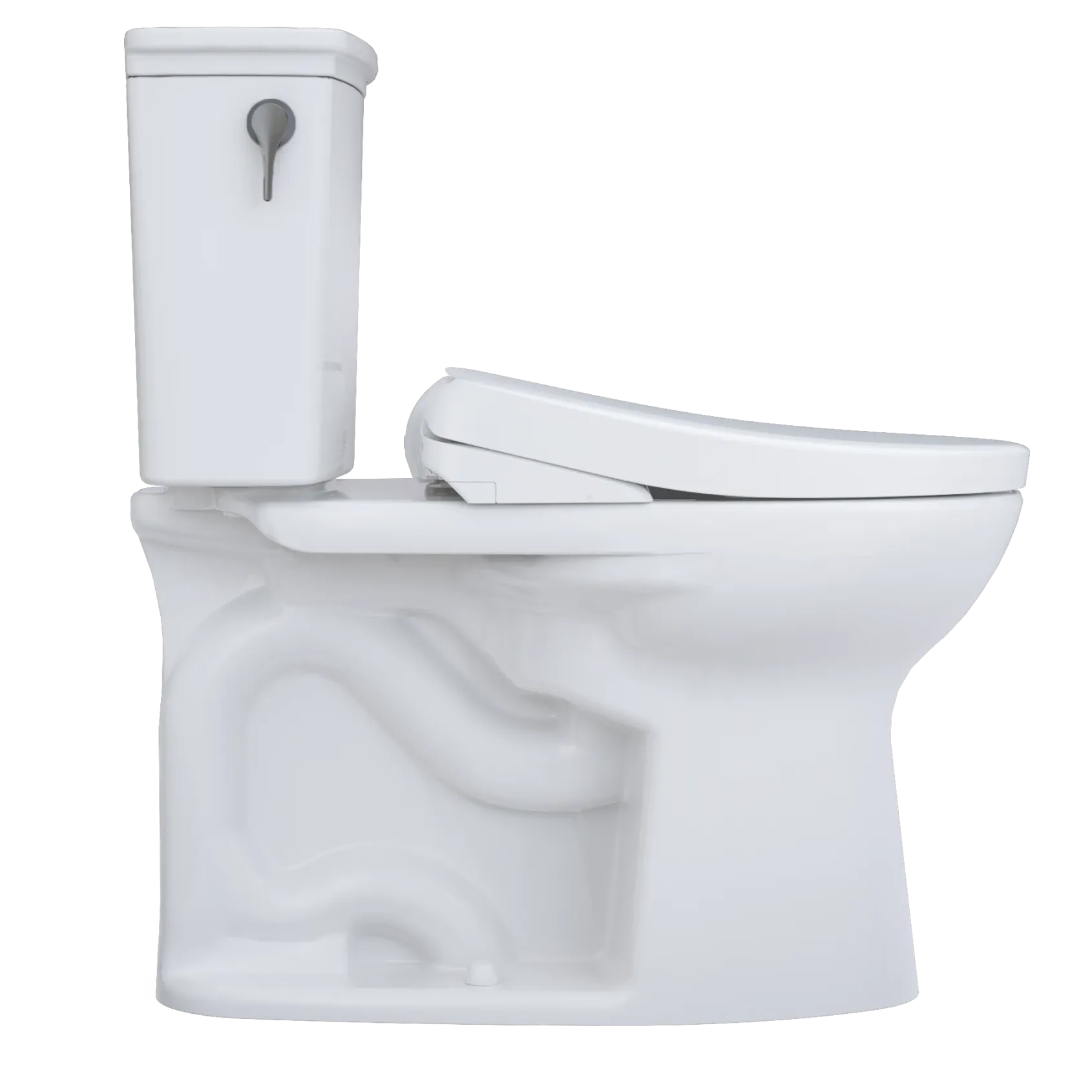 TOTO Drake Transitional WASHLET+ Two-Piece Elongated 1.28 GPF TORNADO FLUSH Toilet and S7 Bidet Seat with Auto Flush, Cotton White, Vitreous China|Plastic, MW7864726CEGA#01