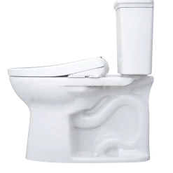 TOTO Drake Transitional WASHLET+ Two-Piece Elongated 1.28 GPF TORNADO FLUSH Toilet and S7 Bidet Seat with Auto Flush, Cotton White, Vitreous China|Plastic, MW7864726CEGA#01