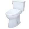 TOTO Drake Transitional WASHLET+ Two-Piece Elongated 1.28 GPF TORNADO FLUSH Toilet with S7A Contemporary Bidet Seat, Cotton White, Vitreous China|Plastic, MW7864736CEG#01