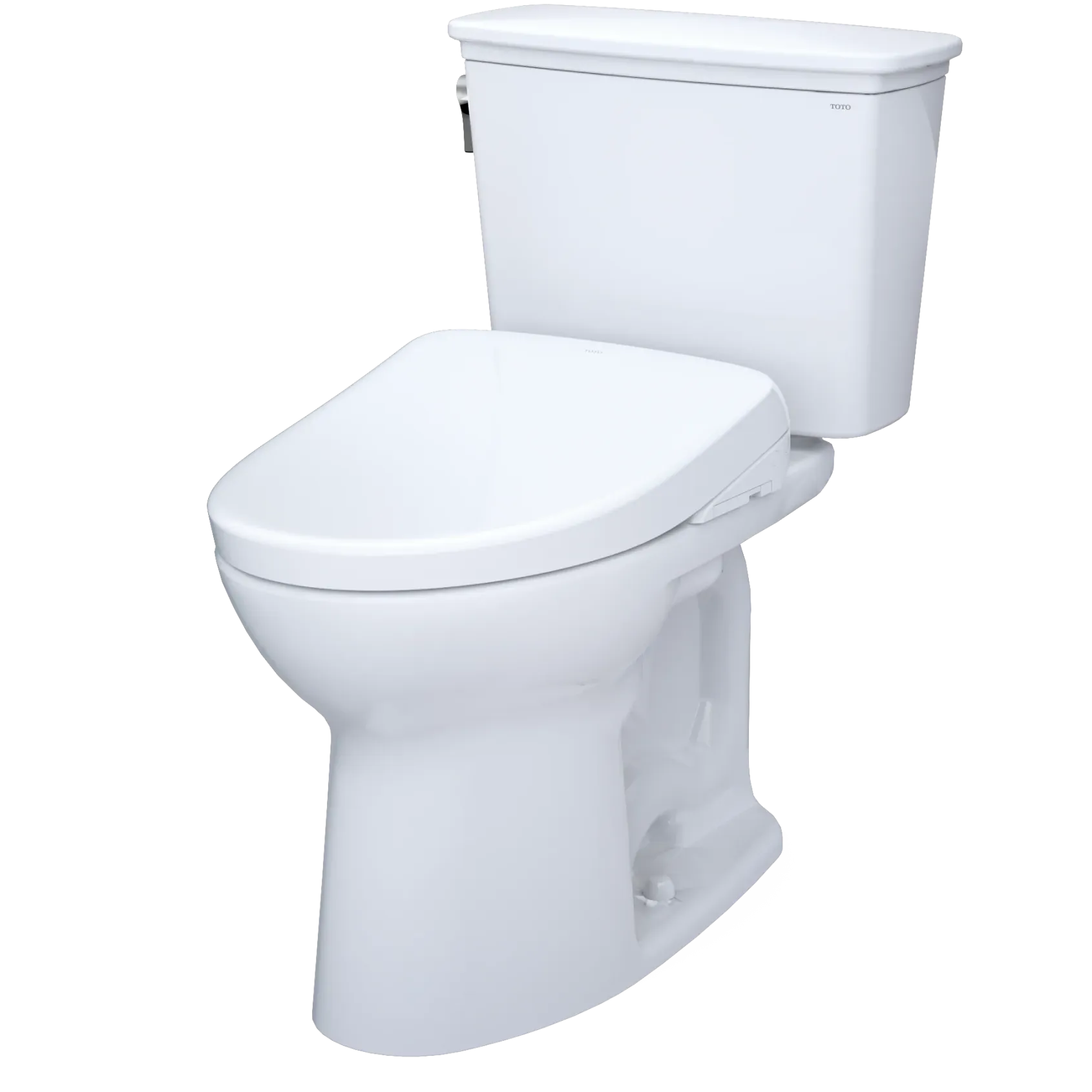 TOTO Drake Transitional WASHLET+ Two-Piece Elongated 1.28 GPF TORNADO FLUSH Toilet with S7A Contemporary Bidet Seat, Cotton White, Vitreous China|Plastic, MW7864736CEG#01