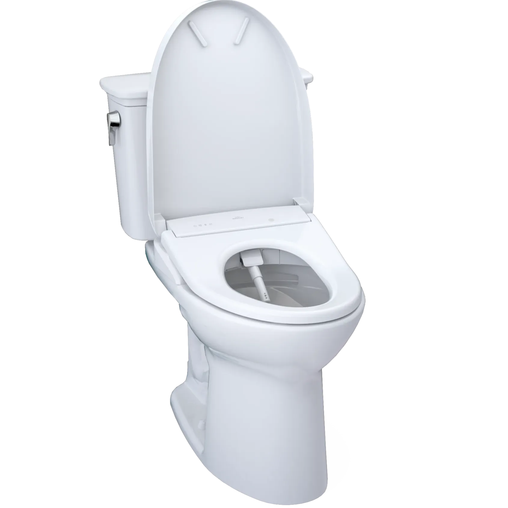 TOTO Drake Transitional WASHLET+ Two-Piece Elongated 1.28 GPF TORNADO FLUSH Toilet with S7A Contemporary Bidet Seat, Cotton White, Vitreous China|Plastic, MW7864736CEG#01