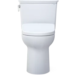 TOTO Drake Transitional WASHLET+ Two-Piece Elongated 1.28 GPF TORNADO FLUSH Toilet with S7A Contemporary Bidet Seat, Cotton White, Vitreous China|Plastic, MW7864736CEG#01