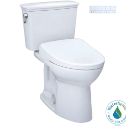 TOTO Drake Transitional WASHLET+ Two-Piece Elongated 1.28 GPF TORNADO FLUSH Toilet and S7A Contemporary Bidet Seat with Auto Flush, Cotton White, Vitreous China|Plastic, MW7864736CEGA#01