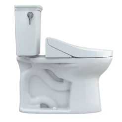 TOTO Drake Transitional WASHLET+ Two-Piece Elongated 1.28 GPF TORNADO FLUSH Toilet with C5 Bidet Seat, Cotton White, Vitreous China, MW7863084CEG#01