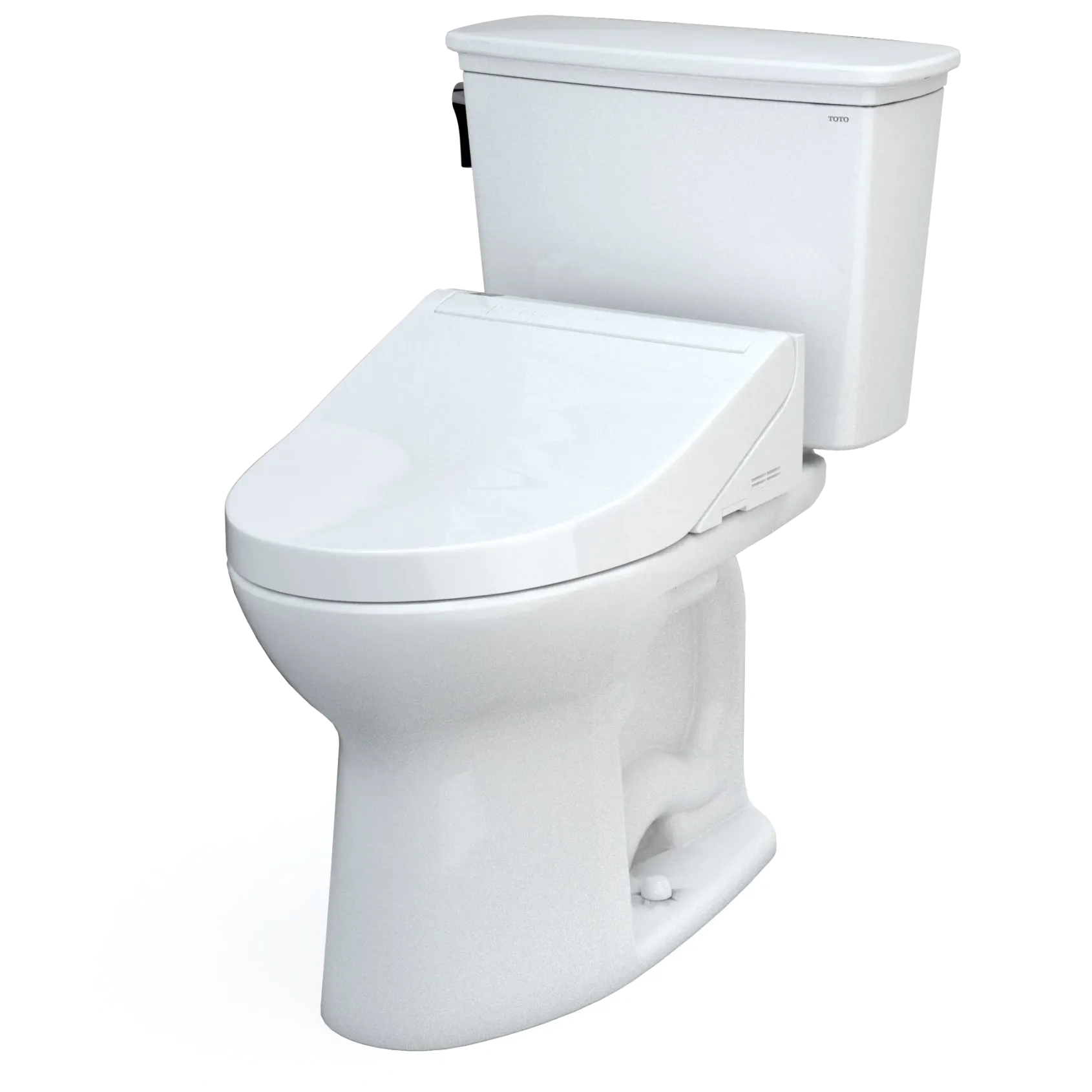 TOTO Drake Transitional WASHLET+ Two-Piece Elongated 1.28 GPF TORNADO FLUSH Toilet with C5 Bidet Seat, Cotton White, Vitreous China, MW7863084CEG#01