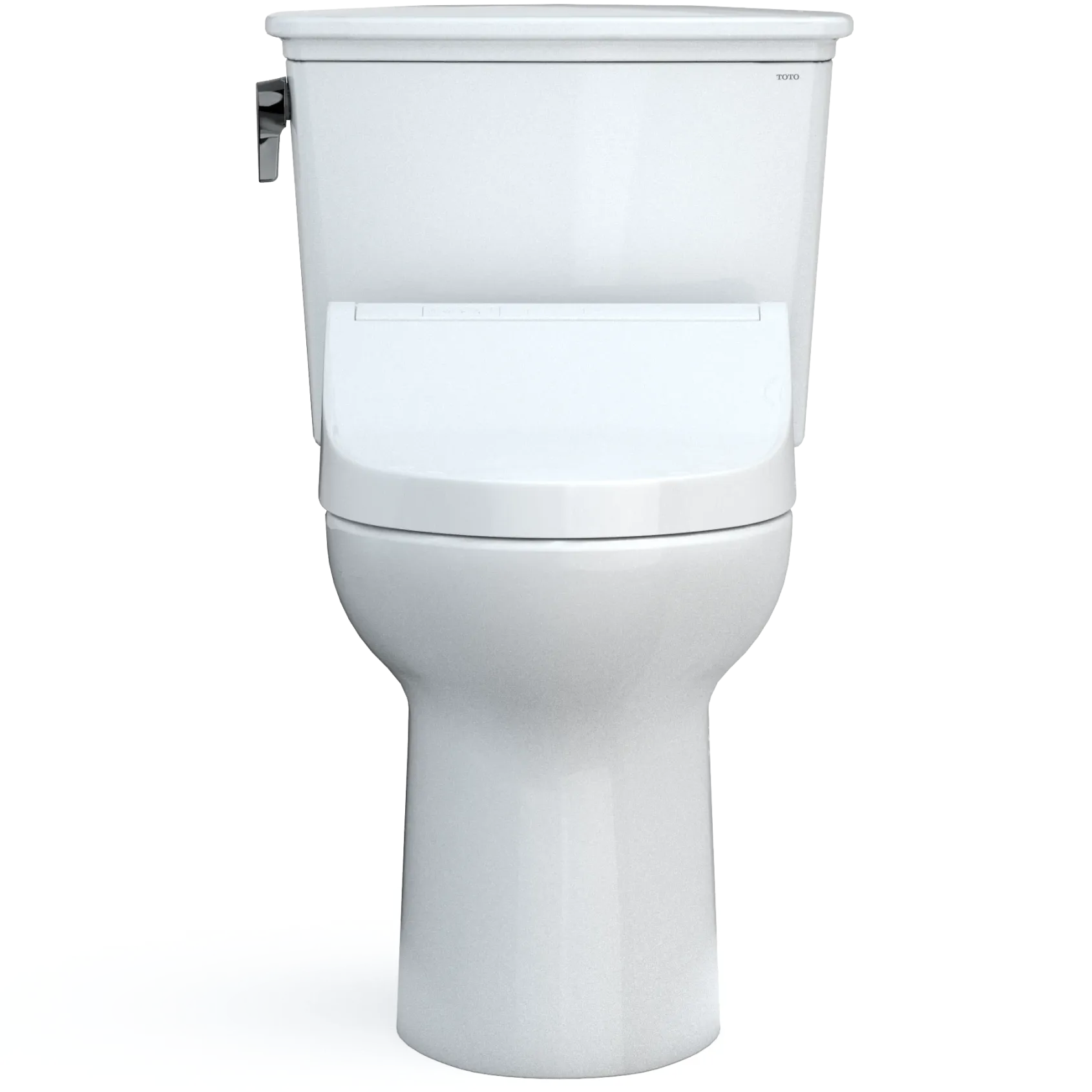 TOTO Drake Transitional WASHLET+ Two-Piece Elongated 1.28 GPF TORNADO FLUSH Toilet with C5 Bidet Seat, Cotton White, Vitreous China, MW7863084CEG#01