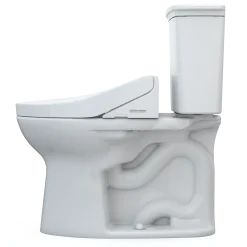 TOTO Drake Transitional WASHLET+ Two-Piece Elongated 1.28 GPF TORNADO FLUSH Toilet with C5 Bidet Seat, Cotton White, Vitreous China, MW7863084CEG#01