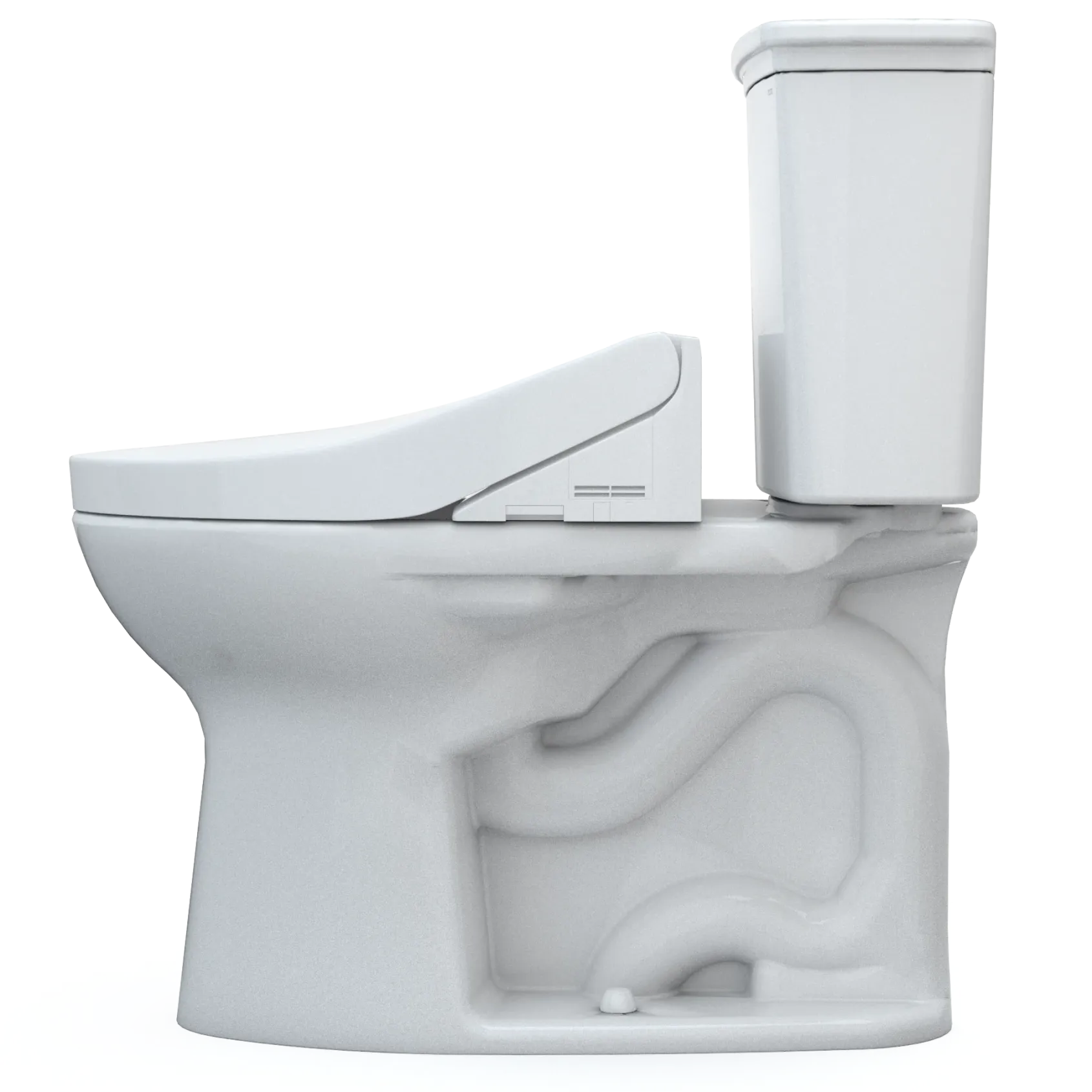 TOTO Drake Transitional WASHLET+ Two-Piece Elongated 1.28 GPF TORNADO FLUSH Toilet with C5 Bidet Seat, Cotton White, Vitreous China, MW7863084CEG#01