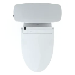 TOTO Drake Transitional WASHLET+ Two-Piece Elongated 1.28 GPF TORNADO FLUSH Toilet with C5 Bidet Seat, Cotton White, Vitreous China, MW7863084CEG#01