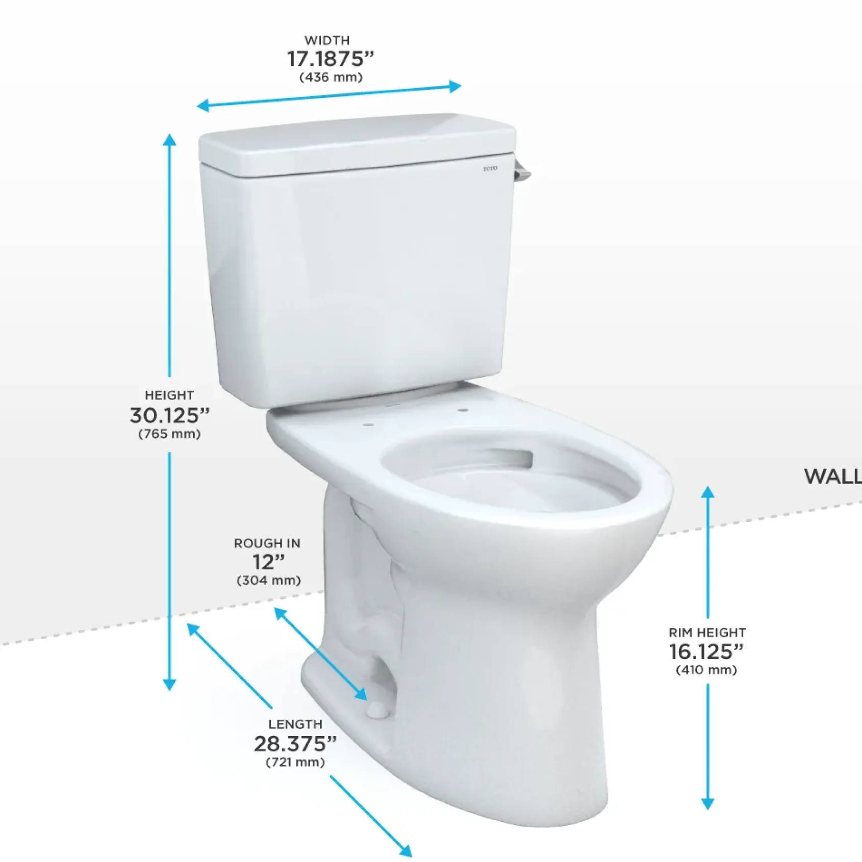 TOTO Drake Two-Piece Elongated 1.28 GPF Universal Height TORNADO FLUSH Toilet with CEFIONTECT and Right-Hand Trip Lever, Cotton White, Vitreous China, CST776CEFRG#01