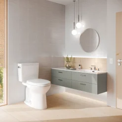 TOTO Drake Two-Piece Elongated 1.28 GPF Universal Height TORNADO FLUSH Toilet with CEFIONTECT and SoftClose Seat, WASHLET+ Ready, Cotton White, Vitreous China, MS776124CEFG#01