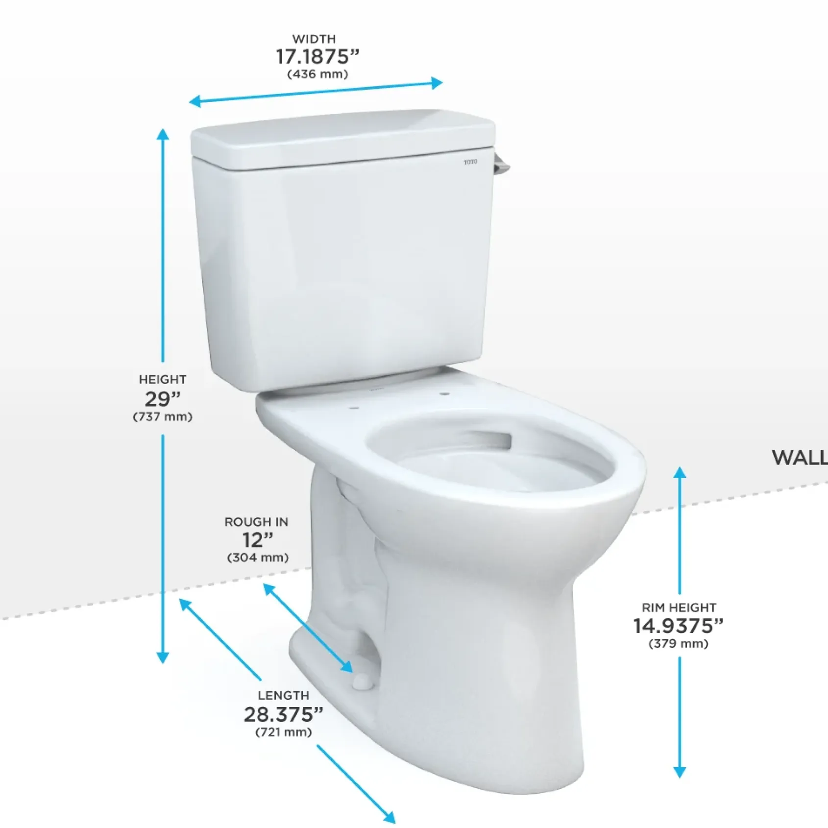 TOTO Drake Two-Piece Elongated 1.28 GPF TORNADO FLUSH Toilet with CEFIONTECT and Right-Hand Trip Lever, Cotton White, Vitreous China, CST776CERG#01