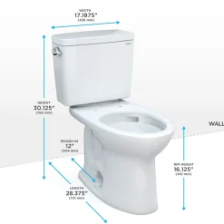 TOTO Drake Two-Piece Elongated 1.6 GPF Universal Height TORNADO FLUSH Toilet, Ebony, Vitreous China, CST776CSF#51