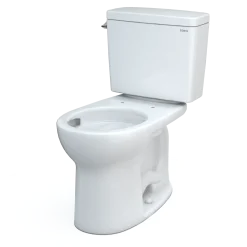 TOTO Drake Two-Piece Round 1.6 GPF Universal Height TORNADO FLUSH Toilet with CEFIONTECT, Cotton White, Vitreous China, CST775CSFG#01