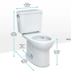 TOTO Drake Two-Piece Round 1.28 GPF Universal Height TORNADO FLUSH Toilet with CEFIONTECT, Colonial White, Vitreous China, CST775CEFG#11