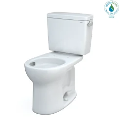 TOTO Drake Two-Piece Round 1.28 GPF Universal Height TORNADO FLUSH Toilet with CEFIONTECT, Cotton White, Vitreous China, CST775CEFRG#01