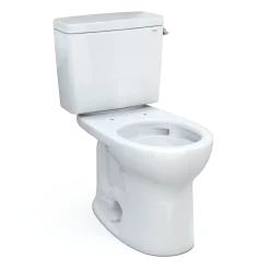 TOTO Drake Two-Piece Round 1.28 GPF Universal Height TORNADO FLUSH Toilet with CEFIONTECT, Cotton White, Vitreous China, CST775CEFRG#01