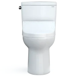 TOTO Drake WASHLET+ Two-Piece Elongated 1.6 GPF Universal Height TORNADO FLUSH Toilet with C5 Bidet Seat, Cotton White, Vitreous China, MW7763084CSFG#01