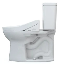 TOTO Drake WASHLET+ Two-Piece Elongated 1.6 GPF Universal Height TORNADO FLUSH Toilet with C5 Bidet Seat, Cotton White, Vitreous China, MW7763084CSFG#01