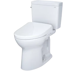 TOTO Drake WASHLET+ Two-Piece Elongated 1.28 GPF Universal Height TORNADO FLUSH Toilet with S7A Contemporary Bidet Seat, Cotton White, Vitreous China|Plastic, MW7764736CEFG#01