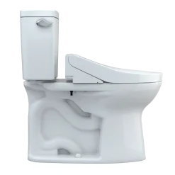 TOTO Drake WASHLET+ Two-Piece Elongated 1.28 GPF Universal Height TORNADO FLUSH Toilet with C5 Bidet Seat, Cotton White, Vitreous China, MW7763084CEFG#01