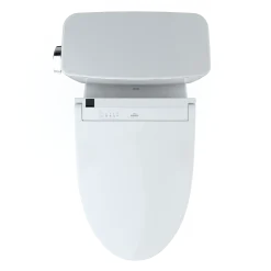 TOTO Drake WASHLET+ Two-Piece Elongated 1.28 GPF Universal Height TORNADO FLUSH Toilet with C5 Bidet Seat, Cotton White, Vitreous China, MW7763084CEFG#01