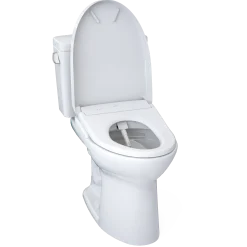 TOTO Drake WASHLET+ Two-Piece Elongated 1.28 GPF Universal Height TORNADO FLUSH Toilet and S7 Contemporary Bidet Seat with Auto Flush, 10 Inch Rough-In, Cotton White, Vitreous China|Plastic, MW7764726CEFGA.10#01